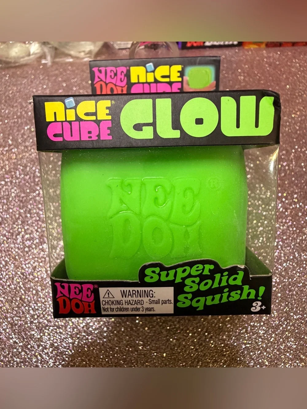 Needoh Glow Nice Cube - Green Super Solid Squish